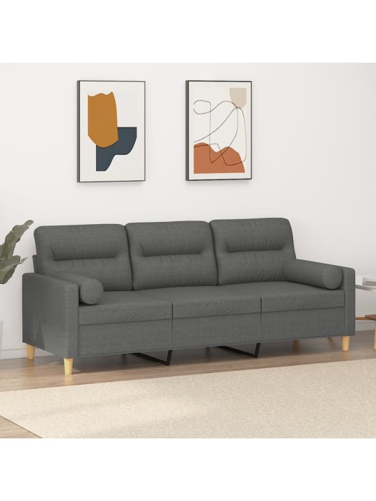 3místná pohovka s polštáři tmavě šedá 180 cm textil