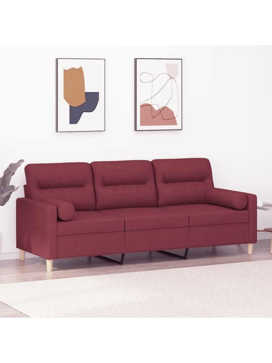 3místná pohovka s polštáři vínová 180 cm textil
