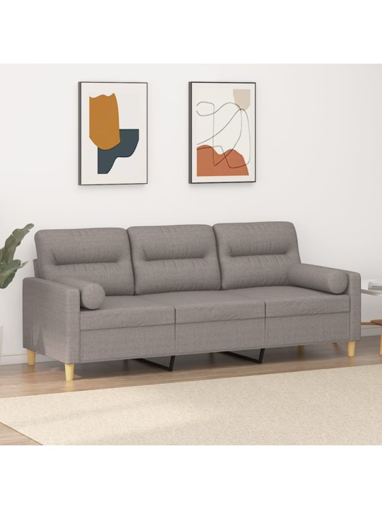 3místná pohovka s polštáři taupe 180 cm textil
