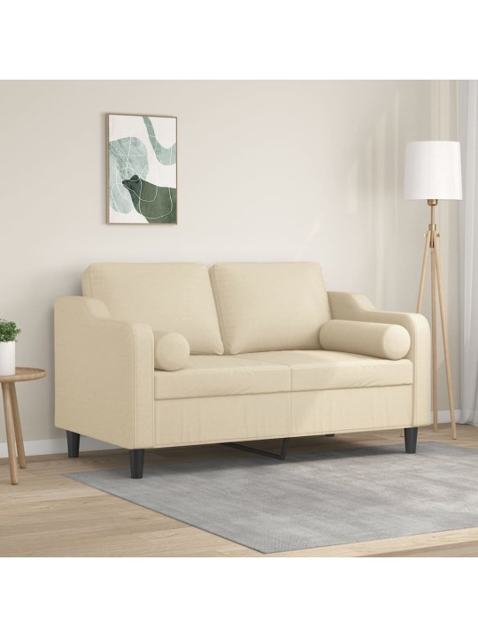 2místná pohovka s polštáři krémová 120 cm textil
