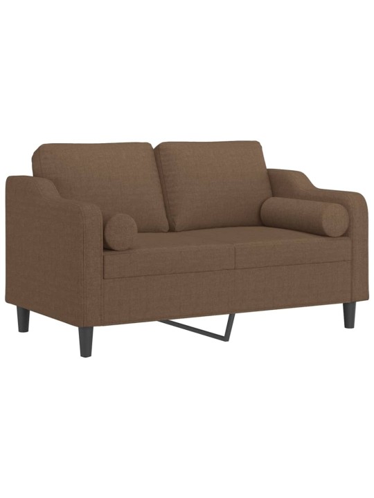 2místná pohovka s polštáři hnědá 120 cm textil