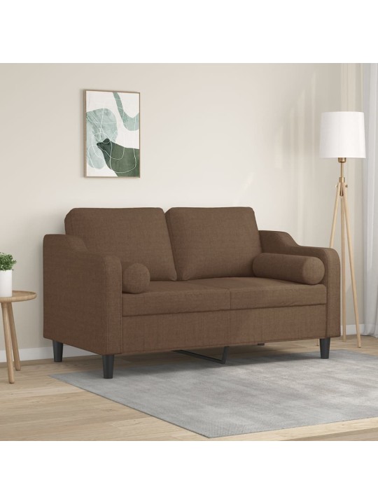 2místná pohovka s polštáři hnědá 120 cm textil
