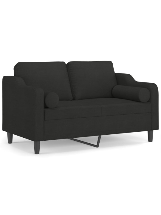 2místná pohovka s polštáři černá 120 cm textil