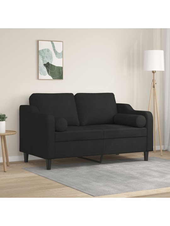 2místná pohovka s polštáři černá 120 cm textil
