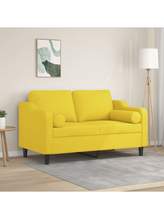 2místná pohovka s polštáři světle žlutá 120 cm textil