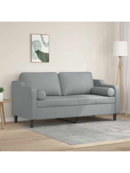 2místná pohovka s polštáři světle šedá 140 cm textil