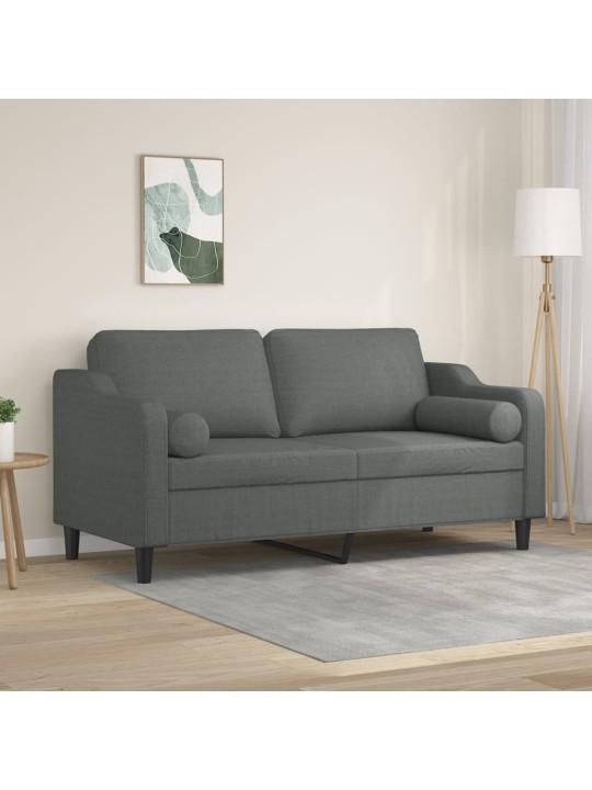 2místná pohovka s polštáři tmavě šedá 140 cm textil