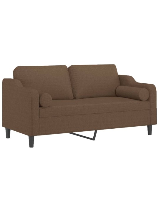2místná pohovka s polštáři hnědá 140 cm textil