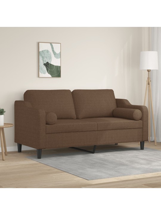 2místná pohovka s polštáři hnědá 140 cm textil