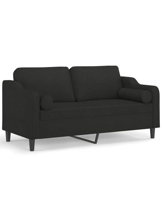 2místná pohovka s polštáři černá 140 cm textil