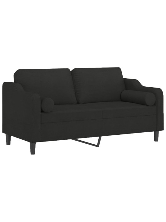 2místná pohovka s polštáři černá 140 cm textil