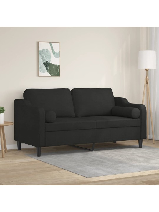 2místná pohovka s polštáři černá 140 cm textil