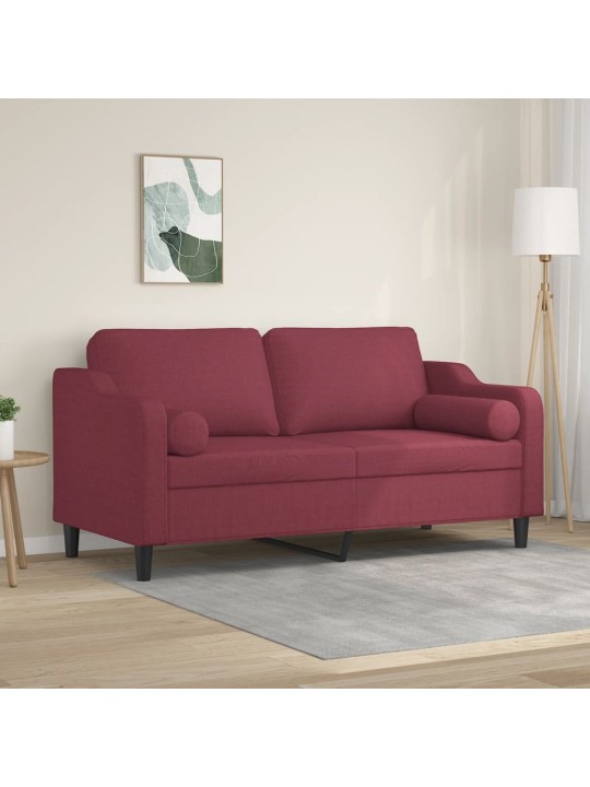 2místná pohovka s polštáři vínová 140 cm textil