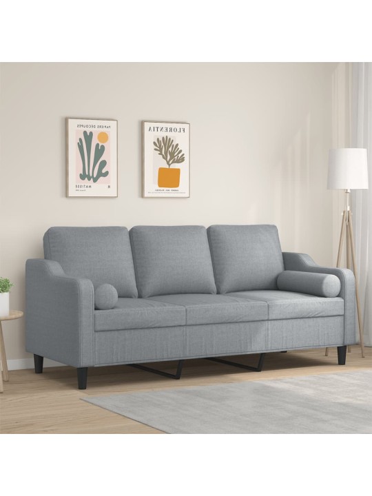 3místná pohovka s polštáři světle šedá 180 cm textil
