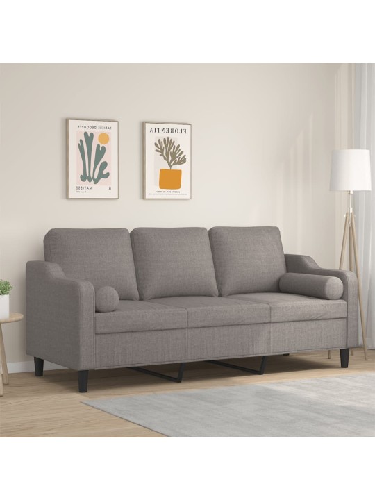 3místná pohovka s polštáři taupe 180 cm textil