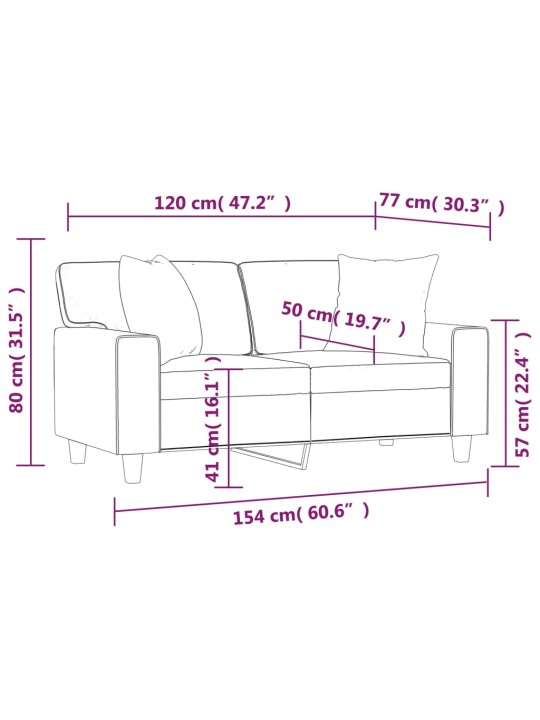 2místná pohovka s polštáři cappuccino 120 cm umělá kůže