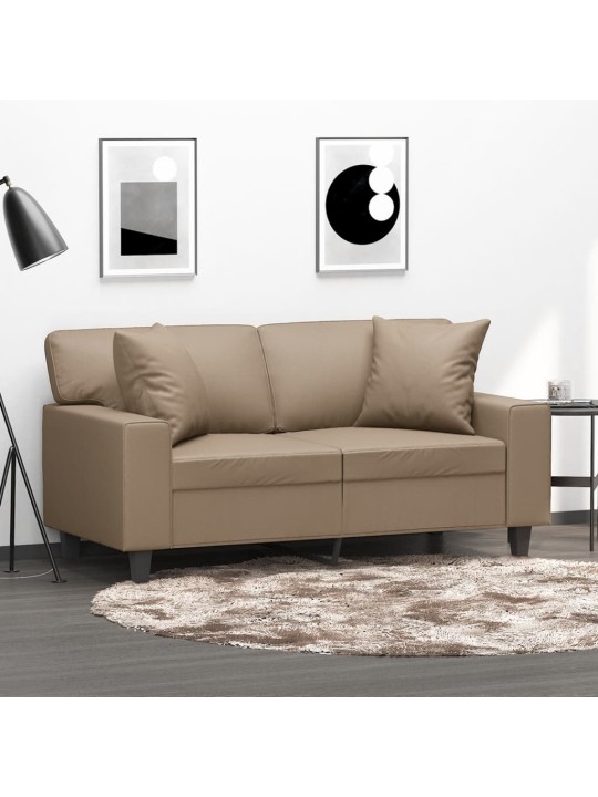 2místná pohovka s polštáři cappuccino 120 cm umělá kůže