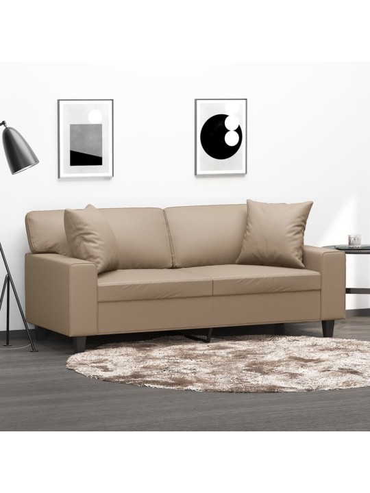 2místná pohovka s polštáři cappuccino 140 cm umělá kůže