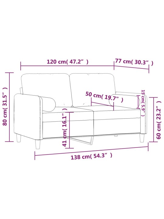 2místná pohovka s polštáři tmavě zelená 120 cm samet