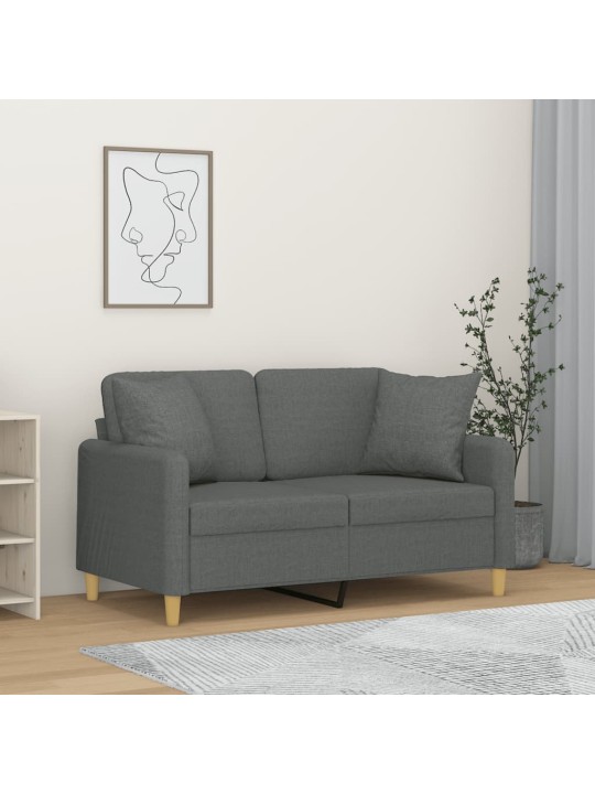 2místná pohovka s polštáři tmavě šedá 120 cm textil
