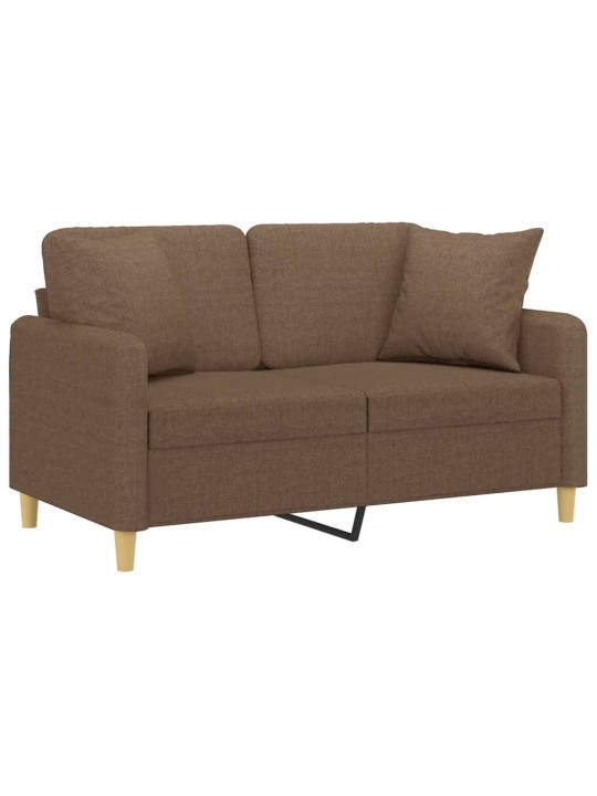 2místná pohovka s polštáři hnědá 120 cm textil