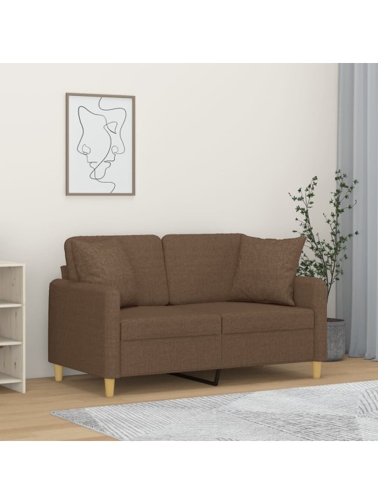 2místná pohovka s polštáři hnědá 120 cm textil