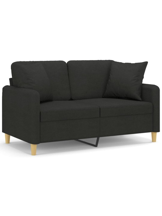 2místná pohovka s polštáři černá 120 cm textil