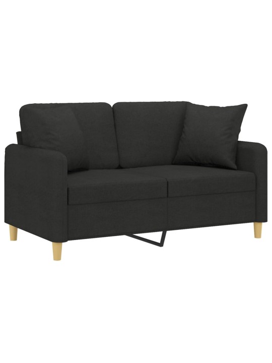 2místná pohovka s polštáři černá 120 cm textil