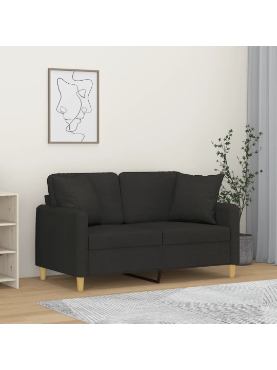 2místná pohovka s polštáři černá 120 cm textil