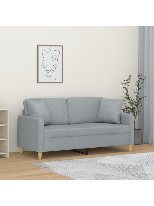 2místná pohovka s polštáři světle šedá 140 cm textil