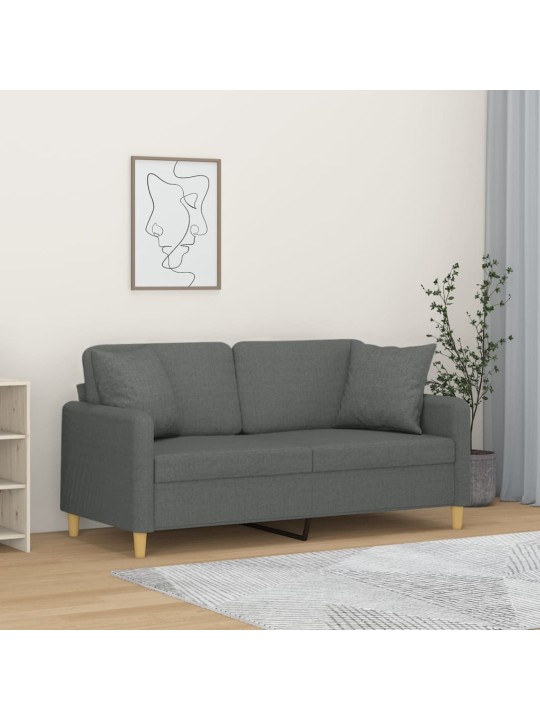2místná pohovka s polštáři tmavě šedá 140 cm textil