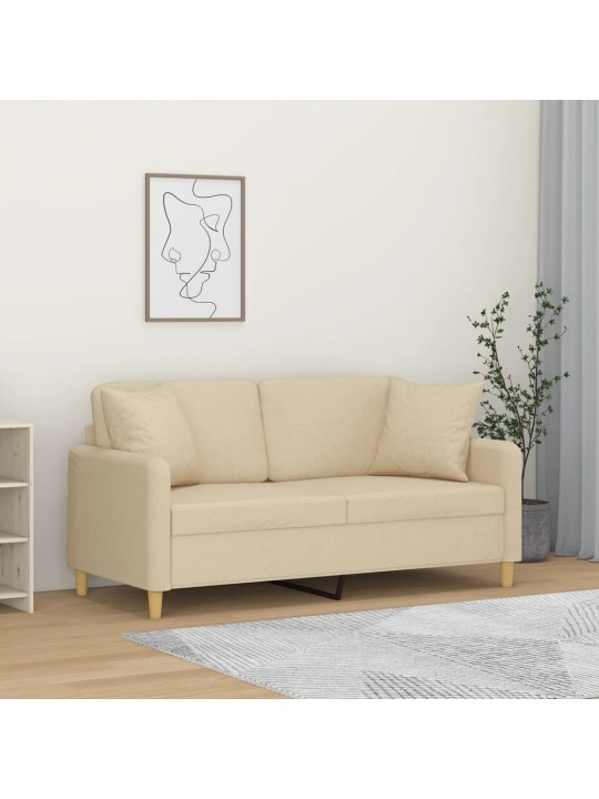 2místná pohovka s polštáři krémová 140 cm textil