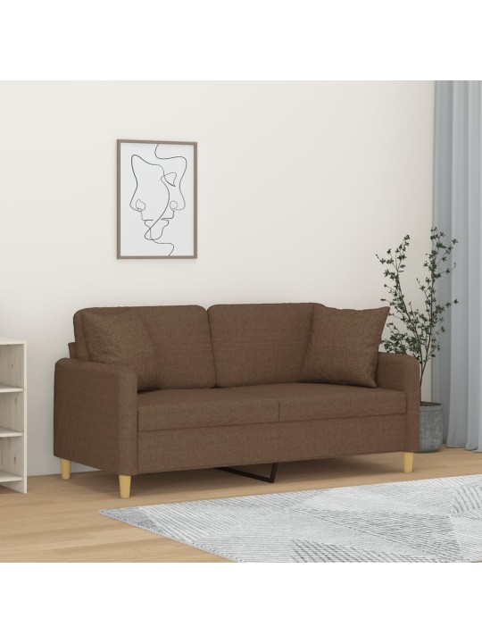 2místná pohovka s polštáři hnědá 140 cm textil