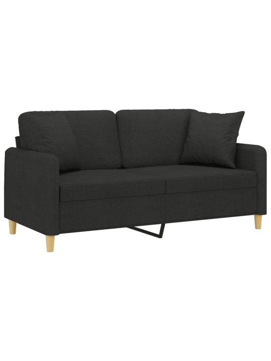 2místná pohovka s polštáři černá 140 cm textil