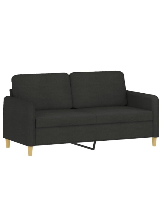 2místná pohovka s polštáři černá 140 cm textil