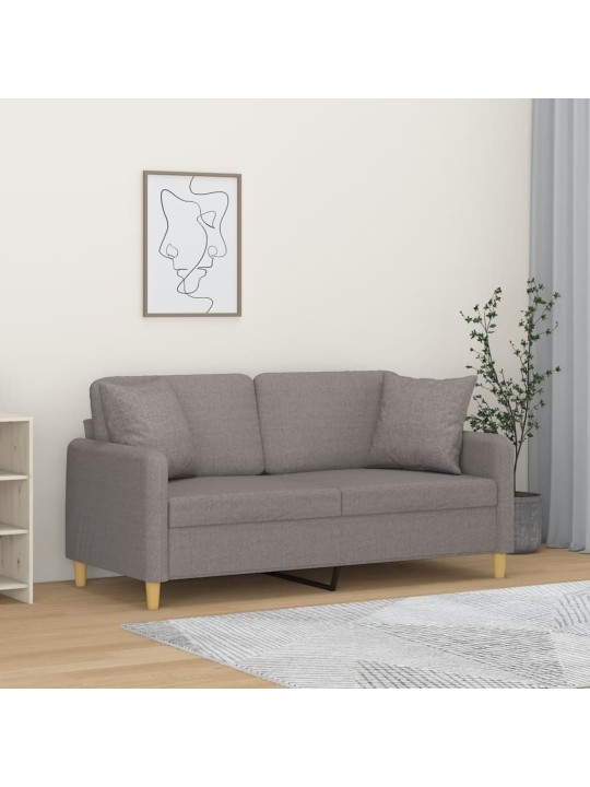 2místná pohovka s polštáři taupe 140 cm textil