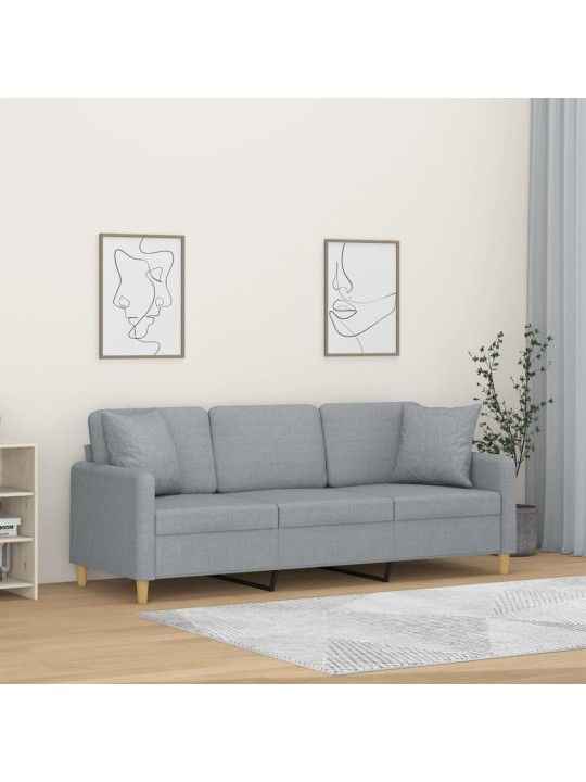 3místná pohovka s polštáři světle šedá 180 cm textil