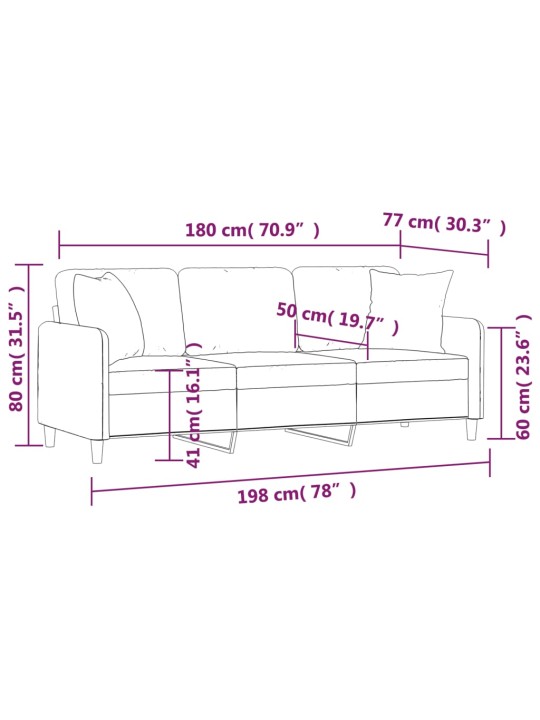 3místná pohovka s polštáři tmavě šedá 180 cm textil