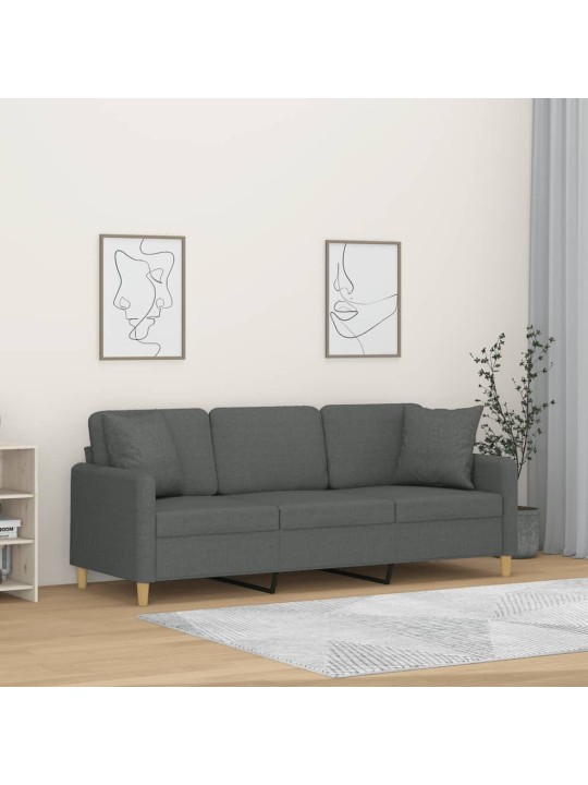 3místná pohovka s polštáři tmavě šedá 180 cm textil