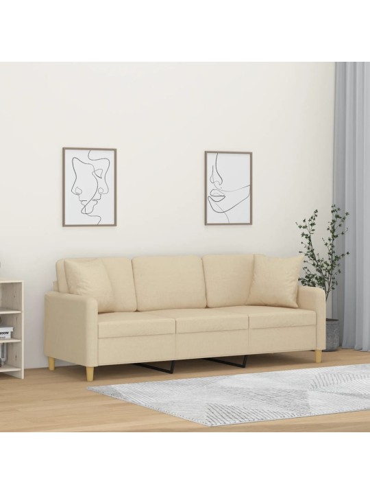 3místná pohovka s polštáři krémová 180 cm textil