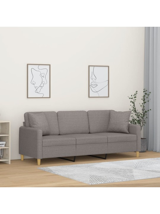 3místná pohovka s polštáři taupe 180 cm textil