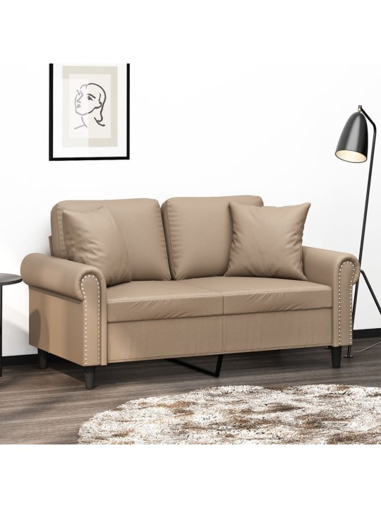 2místná pohovka s polštáři cappuccino 120 cm umělá kůže
