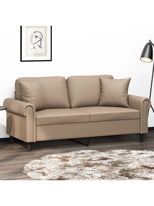 2místná pohovka s polštáři cappuccino 140 cm umělá kůže