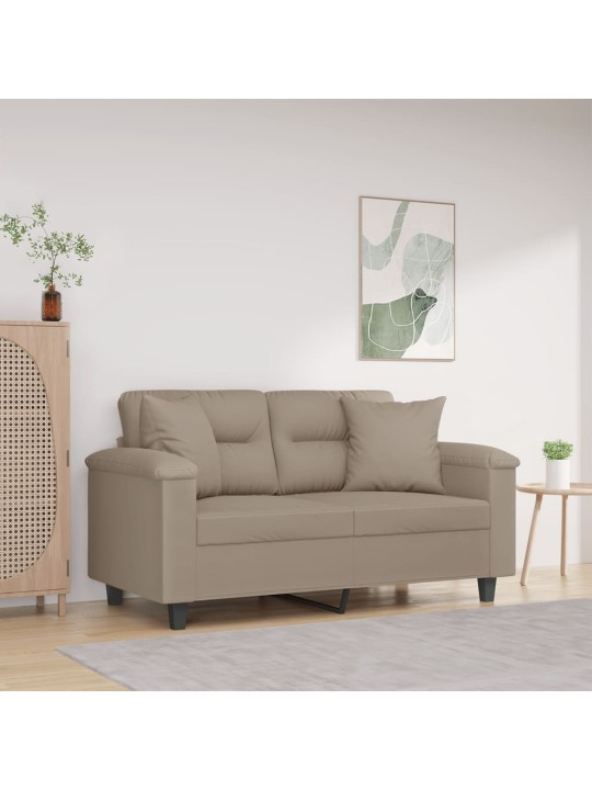 2místná pohovka s polštáři taupe 120 cm tkanina z mikrovlákna