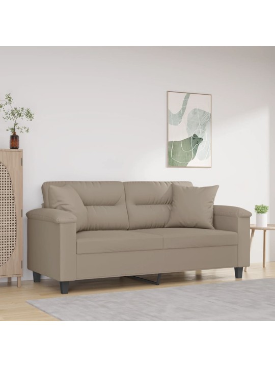 2místná pohovka s polštáři taupe 140 cm tkanina z mikrovlákna
