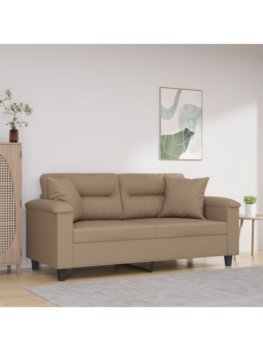 2místná pohovka s polštáři cappuccino 140 cm umělá kůže