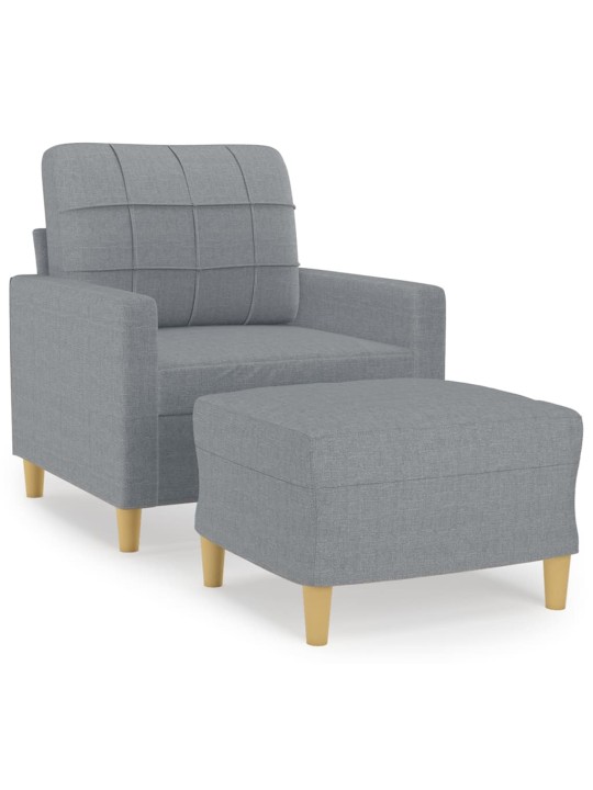 Křeslo s podnožkou světle šedé 60 cm textil