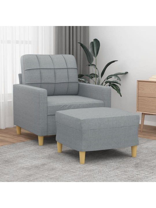 Křeslo s podnožkou světle šedé 60 cm textil