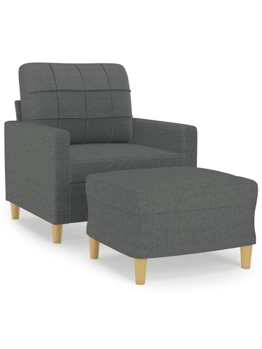Křeslo s podnožkou tmavě šedé 60 cm textil