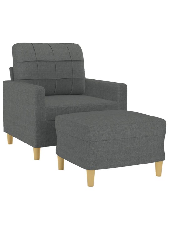 Křeslo s podnožkou tmavě šedé 60 cm textil